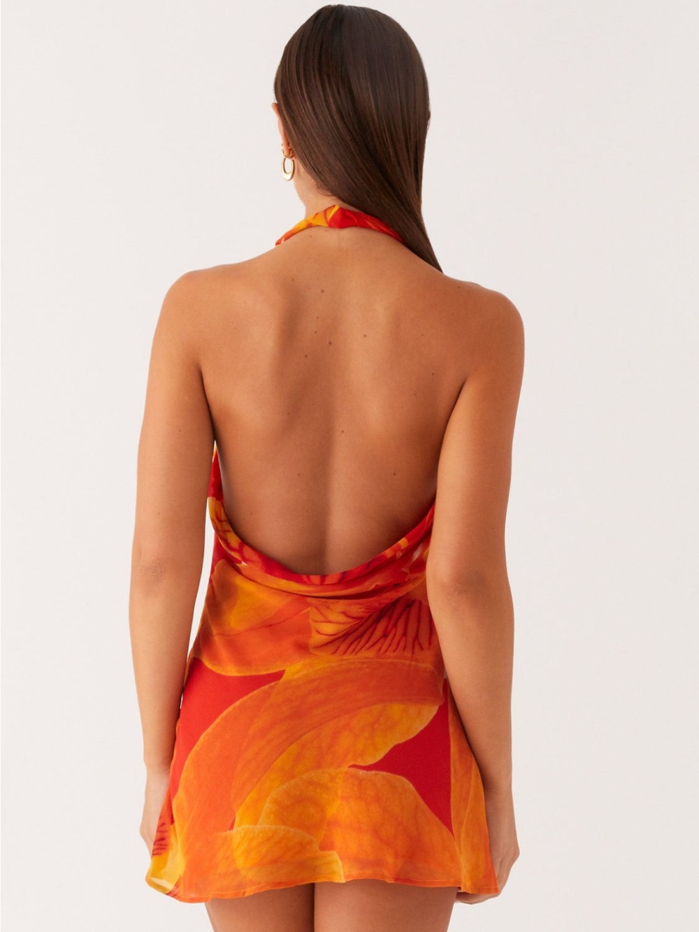 Peppermayo Orange & Yellow Floral Halter Mini Dress - Picture 7 of 7